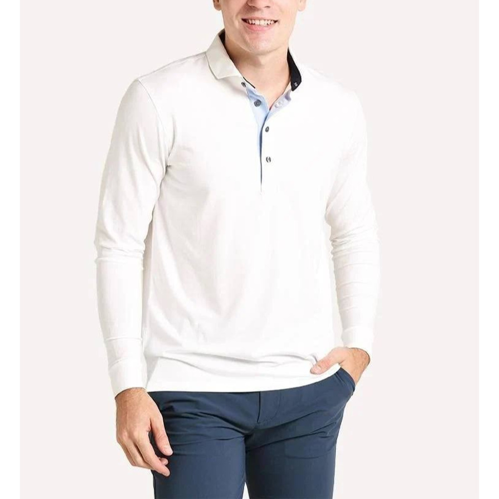 Greyson Apache II Long Sleeve Golf Polo White XL A004659